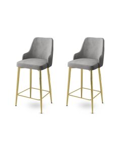 HANAH HOME Set barskih stolica Enox 2/1, siva/zlatna