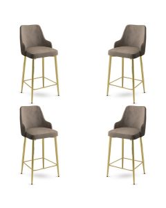 HANAH HOME Set barskih stolica Enox 4/1, kapućino/zlatna