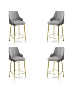 HANAH HOME Set barskih stolica Enox 4/1, siva/zlatna