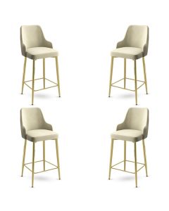 HANAH HOME Set barskih stolica Enox 4/1, krem/zlatna