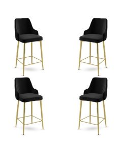 HANAH HOME Set barskih stolica Enox 4/1, crna/zlatna