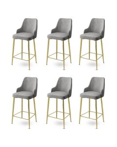 HANAH Home Set barskih stolica Enox 6/1, siva/zlatna