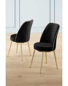 HANAH HOME Set trpezarijskih stolica Pefa 2/1, crna/zlatna