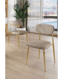 HANAH HOME Set trpezarijskih stolica Vina 4/1, kapućino/zlatna