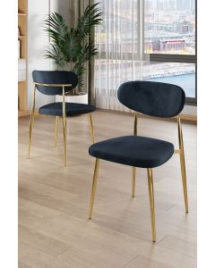 HANAH HOME Set trpezarijskih stolica Vina 6/1, antracit/zlatna