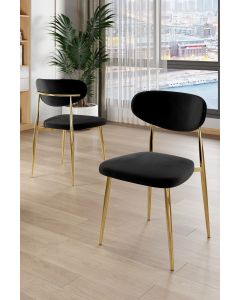 HANAH HOME Set trpezarijskih stolica Vina 6/1, crna/zlatna