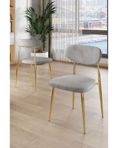 HANAH HOME Set trpezarijskih stolica Vina 6/1, siva/zlatna