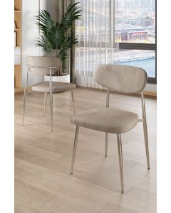 HANAH HOME Set trpezarijskih stolica Vina 6/1, kapućino/hrom