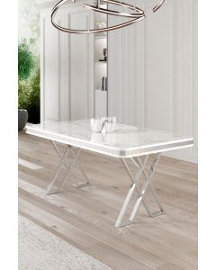 HANAH HOME Trpezarijski sto Vals, mermer bela/hrom