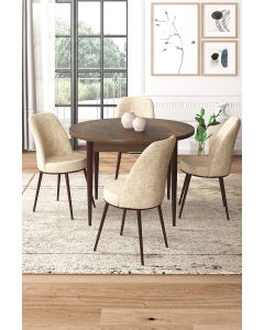HANAH HOME Set trpezarijski sto i stolice 4/1 Tor, tamno braon/krem