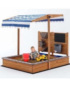 Dečiji drveni peskarnik za igru KINDER HOME sa podesivim krovom i dodacima