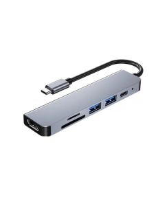 KETTZ Adapter Tip C 6/1 4K HDMI/USBx2/SD/TF/USB-C/PD 87W KT-601G - 245098