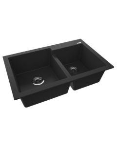 SANDONNA Dvodelna granitna sudopera 79x51cm Edyta, mat crna - 2497-1-1-1-1