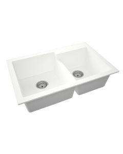 SANDONNA Dvodelna granitna sudopera 79x51cm Edyta, bela - 2498-1