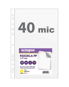 OCTOPUS Fascikla A4 100/1 u 11 rupa 40mic orange peel unl-0493