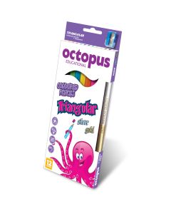 OCTOPUS Drvene boje 12/1 triangular sa zlatno-srebrnom i gratis zarezač unl-0431 - 26028-1-1