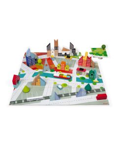 JANOD Drveni set Kubix City - 60 delova - J08304