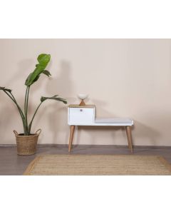 HANAH HOME Klupa Bohem, bela/svetlo braon