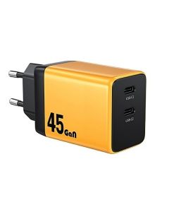 WEKOME Punjač WP-U33 Super brzi, 2-porta USB (2 x 3.1 tipC) 45W, žuta