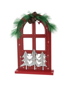 ENA Novogodišnji ukras Prozor sa lampicama Q230545, crvena