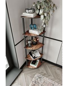 HANAH HOME Ugaona polica za knjige Bookcase 5, braon