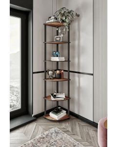 HANAH HOME Ugaona polica za knjige Bookcase 6, braon