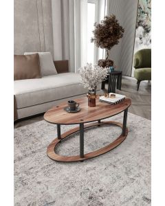 HANAH HOME Klub sto Hole Ellipse, braon/crna