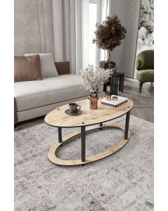 HANAH HOME Klub sto Hole Ellipse, svetlo braon/crna