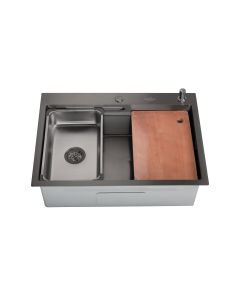 SANDONNA Inox sudopera sa korpicom, dozerom i daskom 70x50cm HD7050R, crna - 2892-1-1-1