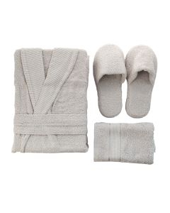 ENA Set bade mantil/peškir/papuče sivi - 29171-1