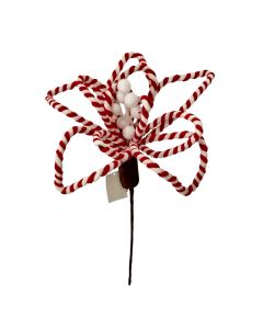 ENA Novogodišnji ukrasni cvet 25cm 24EN1928, crvena/bela