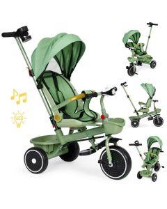 ECO TOYS Tricikl sa rotirajućim sedištem i sklopivom tendom 2u1, zelena - WQL-066-18 GRE