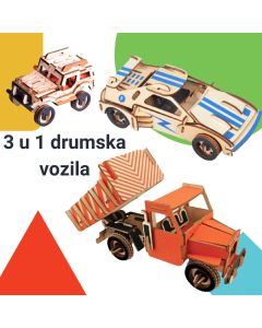 3 u 1 slagalice drumska vozila - 243-1-1