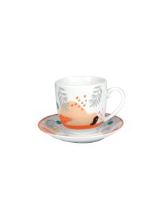SIGMA Porcelanski set šoljica za kafu 160ml SHS-A-7977 6/1, narandžasta/bež - 3009611