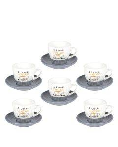 SIGMA Set porcelanskih šoljica 220ml  6/1 RXG-N22869-C, bela/siva