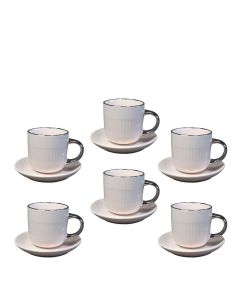 SIGMA Set porcelanskih šoljica za kafu 140ml 6/1 RXG-N250591A, bela/srebrna