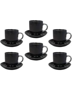 SIGMA Set porcelanskih šoljica za kafu 140ml 6/1 RXG-N250591D, srebrna/crna