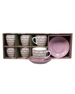 SIGMA Set šoljica za kafu 220ml 6/1 RXG-N6001B, roze/bela