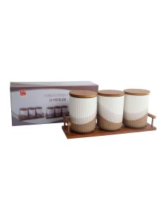 SIGMA Set kuhinjskih posuda sa postoljem 710ml 3/1 JY-240793-3, krem/braon