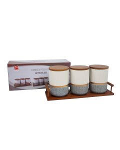 SIGMA Set kuhinjskih posuda sa postoljem 730ml 3/1 JY-241627-3, siva/krem