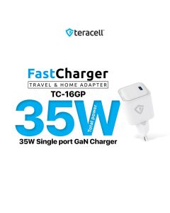TERACELL Kucni punjac Evolution TC-16GP, GaN, PD 3.0, 35W sa PD Type c kablom beli CE
