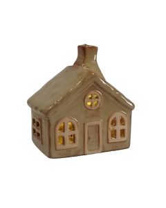 ENA Novogodišnja keramička LED kućica 10.8x11cm 182482, braon