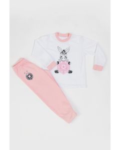 PARTIZAN Pidžama za devojčice Zebra, roze/bela - 3090-zebra2