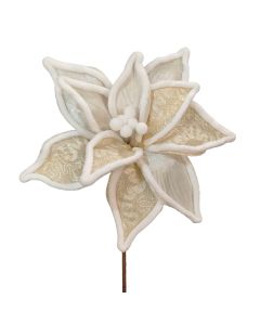 ENA Novogodišnji ukras cvet 66cm 566461, zlatna/bela