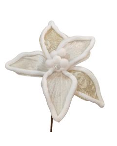 ENA Novogodišnji ukras cvet 32cm 566462, zlatna/bela