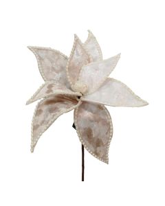 ENA Novogodišnji ukras cvet 43cm 566526, zlatna/bela