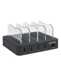 MANHATTAN Punjač 4-port 102261 5V/2.4V/34W/držač za telefon, crna - 37870