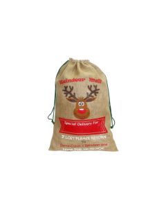 Ukrasni novogodišnji džak od jute 90x60cm