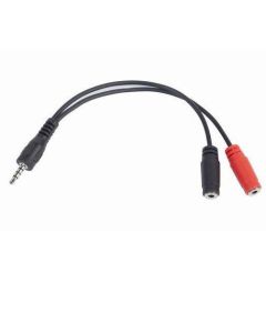GEMBIRD Audio kabl adapter sa 2x 3.5 mm na 1x 3.5mm, 0.2 m, crna