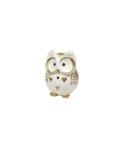 SIGMA Figura Sova 12cm LH-877, bela/zlatna